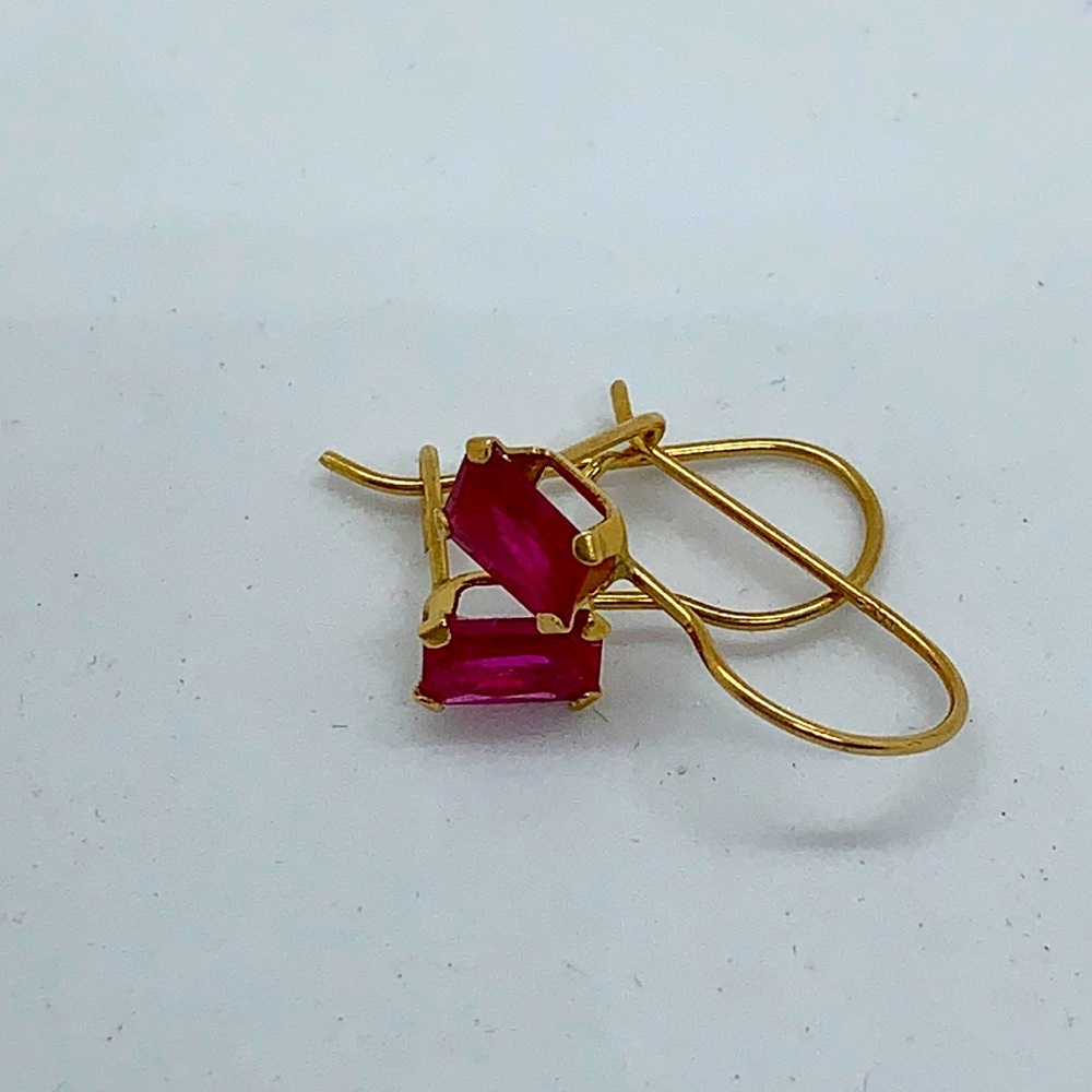 10kt gold pierced dangle earrings lab created ruby